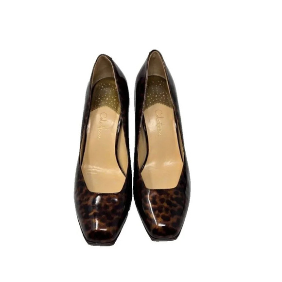 Cole Haan Tortoise Shell Pattern Brown Patent Leather Pump Heels Size 9 B - Picture 3 of 7